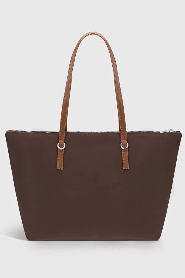 Brown Large Capacity Water Resistant Shopper Bag For Women