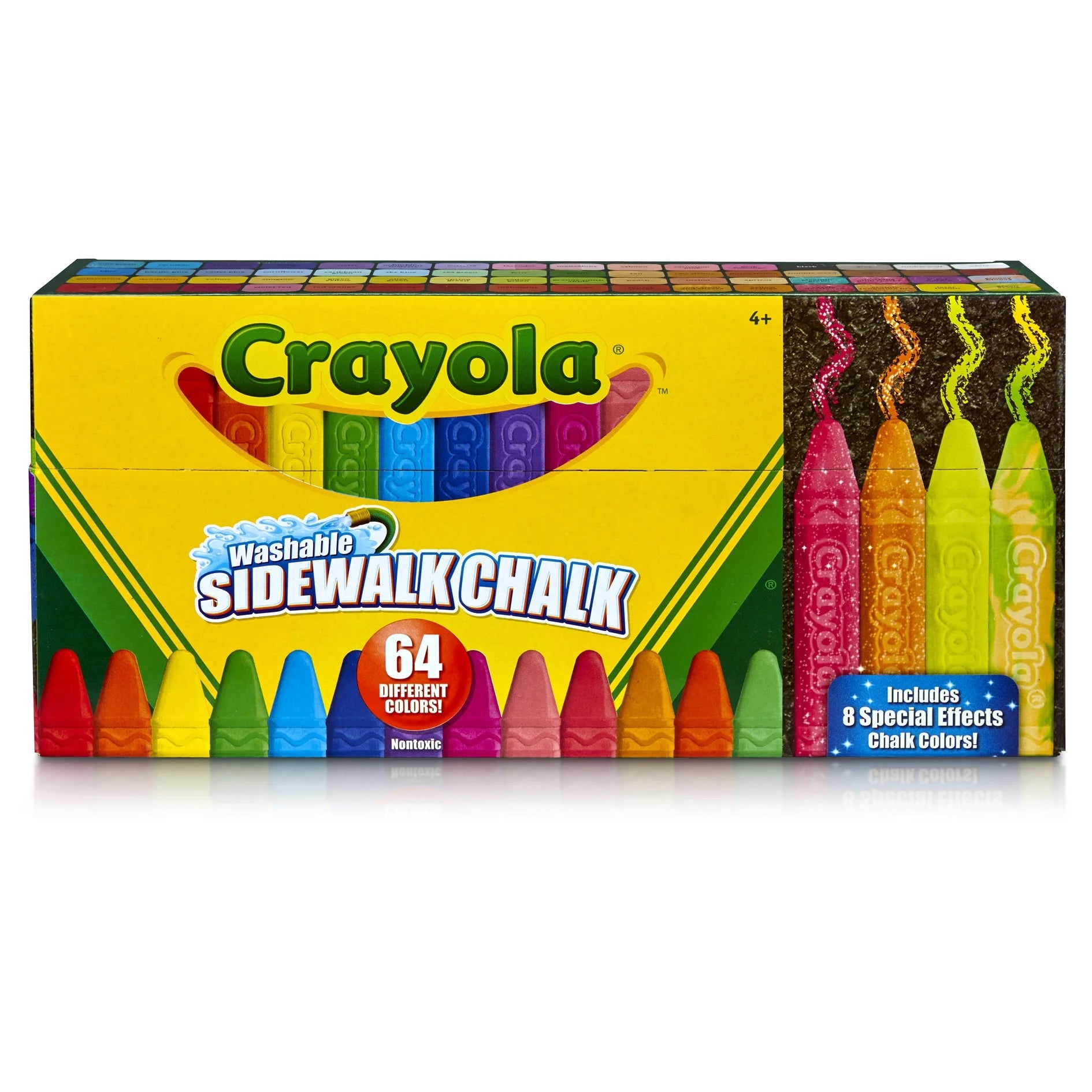 Washable Sidewalk Chalk in Assorted Colors, 64 Count , Gift for Kids