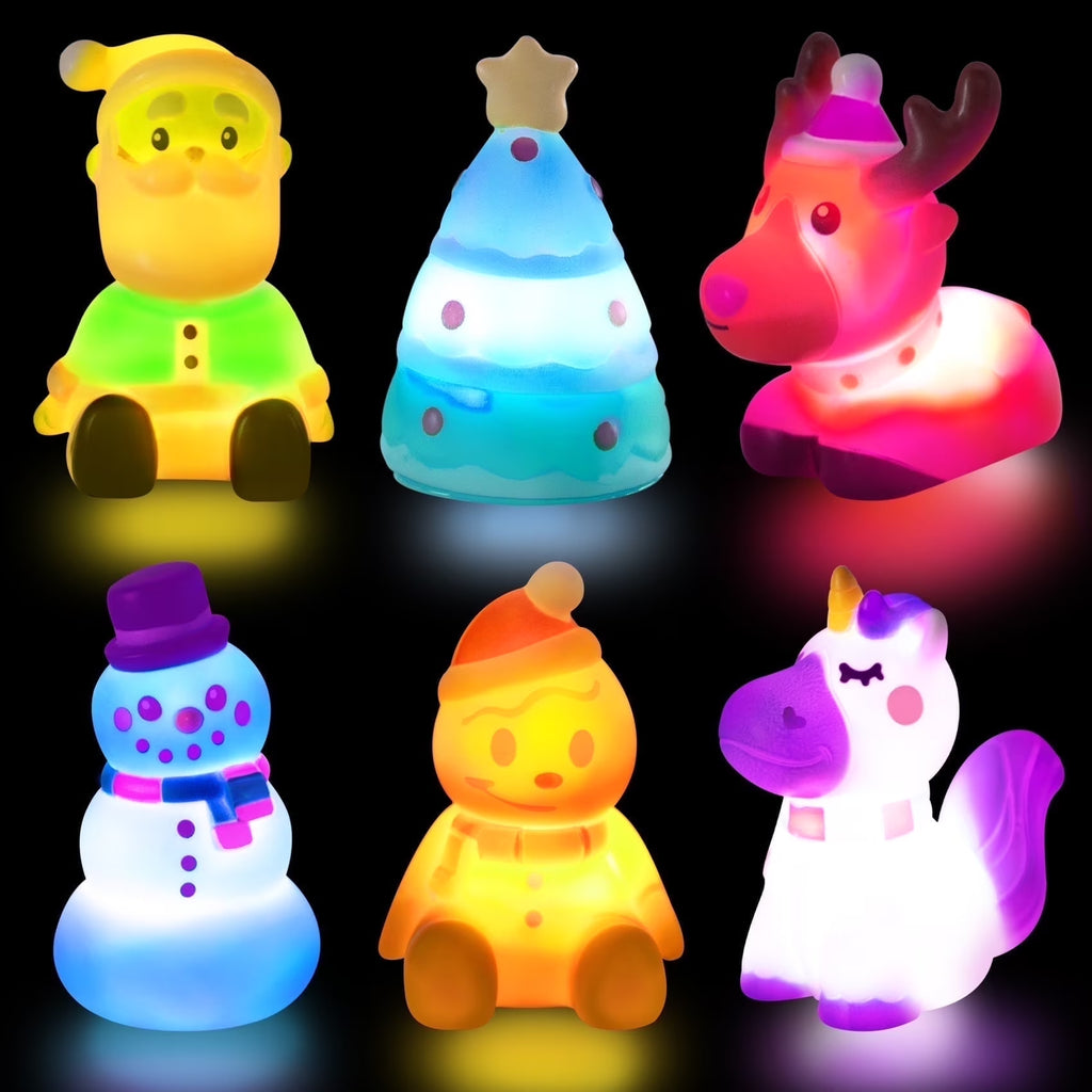 6 Pcs Christmas Light up Bath Toys, Christmas Toys for Kids Baby Toddler, Christmas Stocking Stuffers for Kids, Ideal as Kids Gifts for Christmas