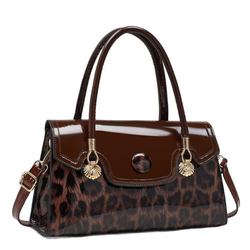 Textured Shoulder Crossbody Bag Trendy And Versatile With A Leopard Print